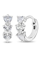 teensy-weensy 10mm silver heart shaped cz huggie baby earrings
